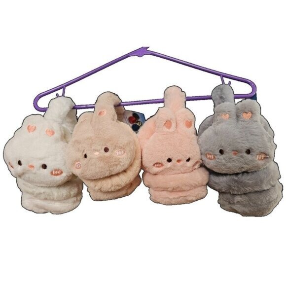 Plush Bunny Winter Ear Warmers, Grey - Picture 5 of 5